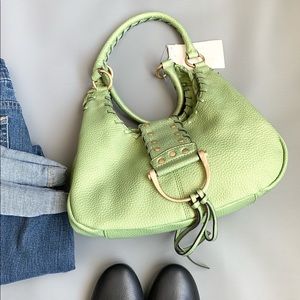 Green pearlized bubble purse.